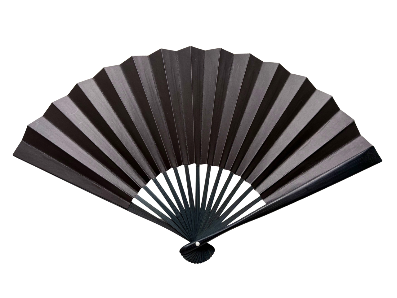 Edo Leather Folding Fan - Black -