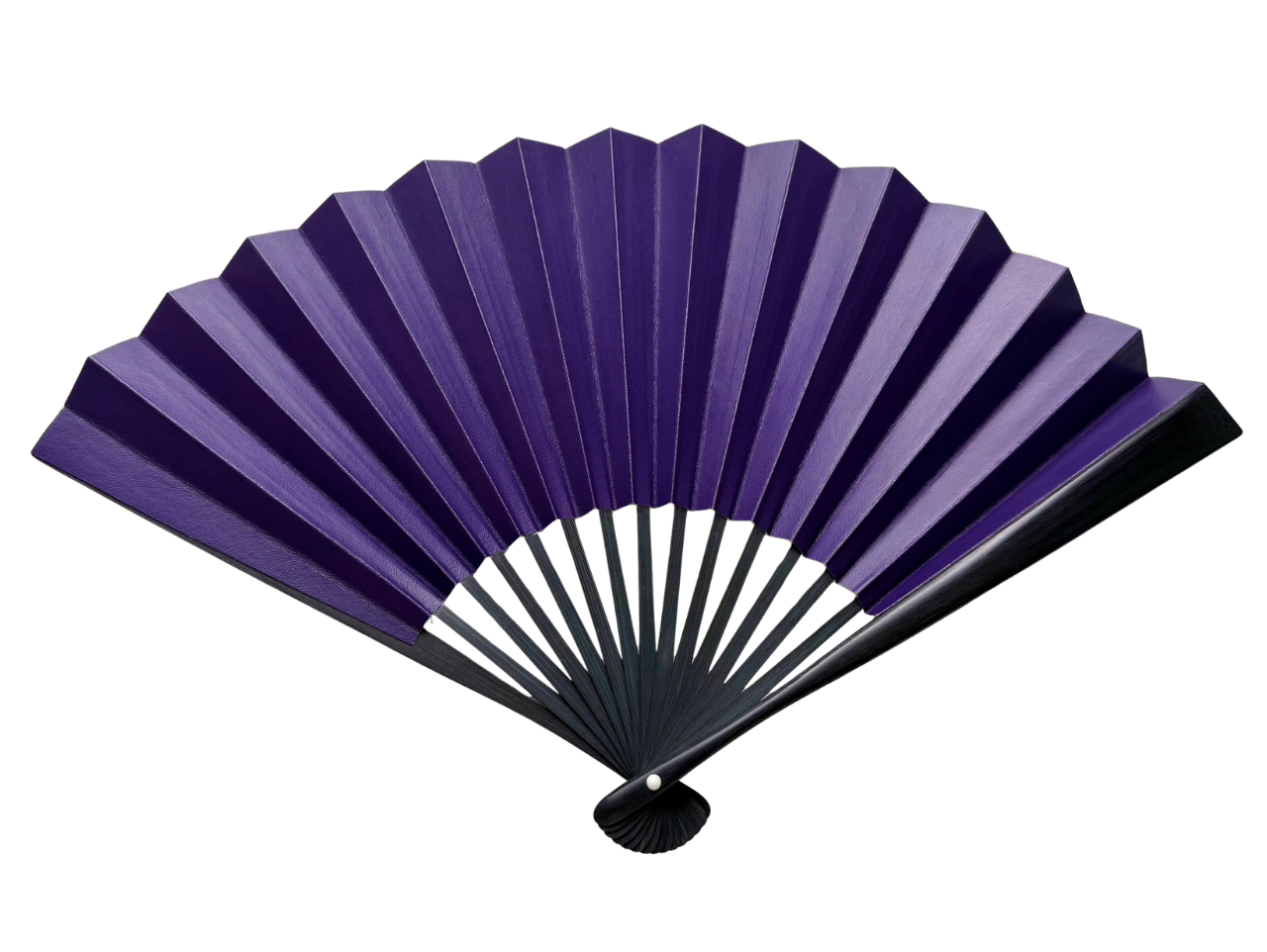Edo Leather Folding Fan - Navy -