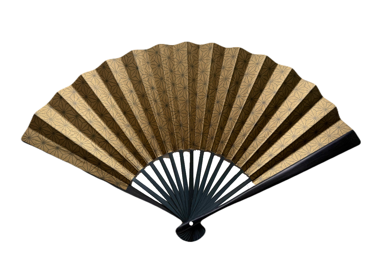 Edo Leather Folding Fan - Black -